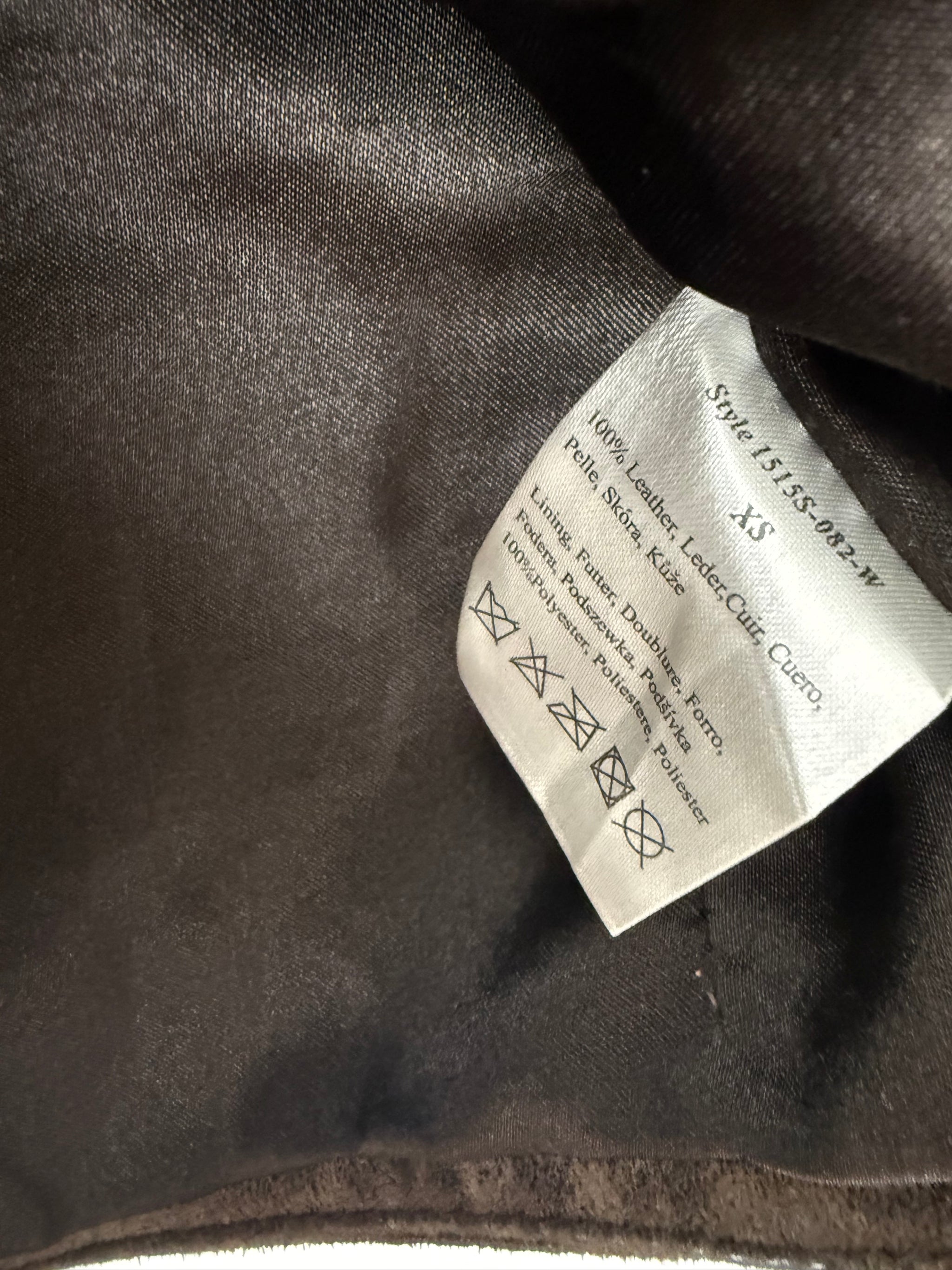 Brown real leather tight fit jacket (XS)
