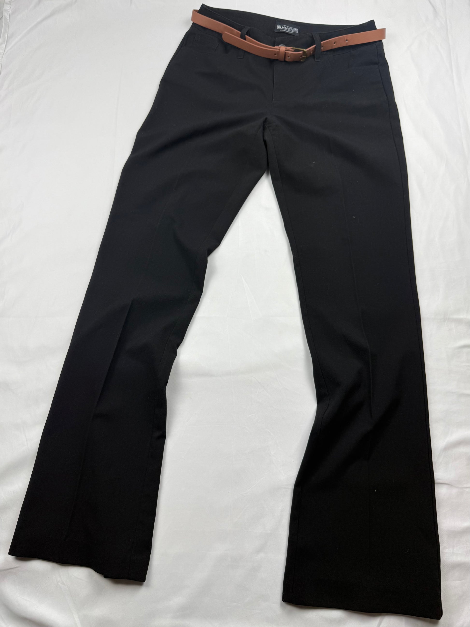 Black low waist office baggy pants with belt (S/M)