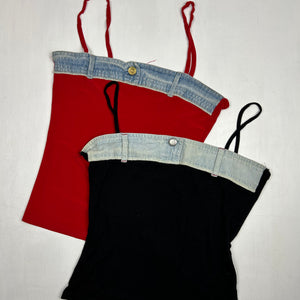 Denim stretchy cami top (S/M)