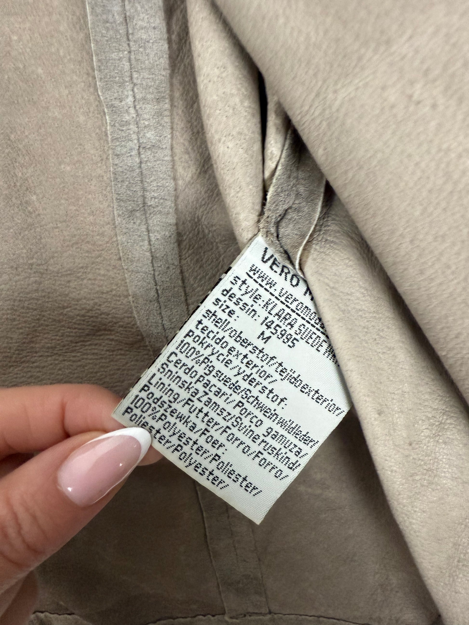 Beige real suede leather tie up jacket (S/M)