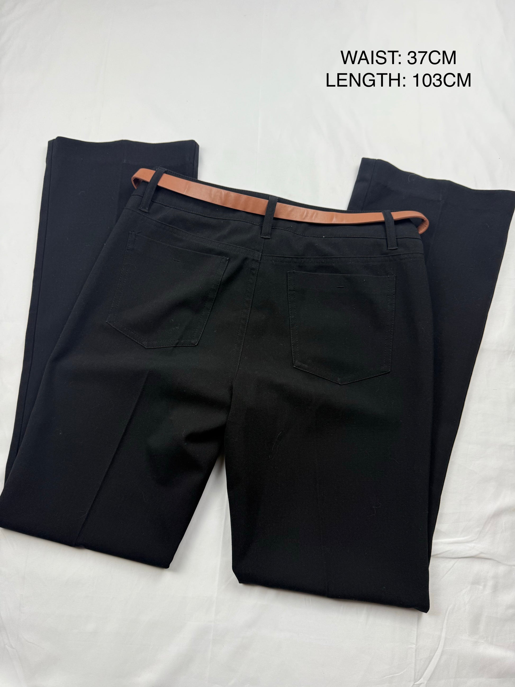Black low waist office baggy pants with belt (S/M)