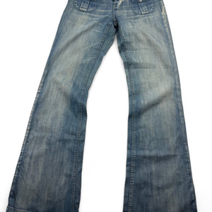Blue denim low waist flare pants (S/M)