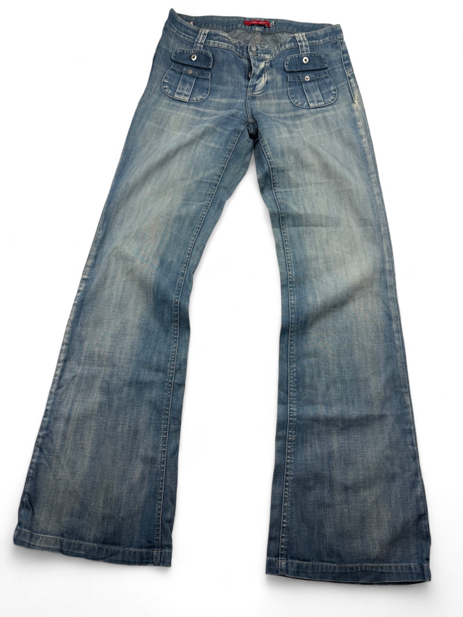 Blue denim low waist flare pants (S/M)