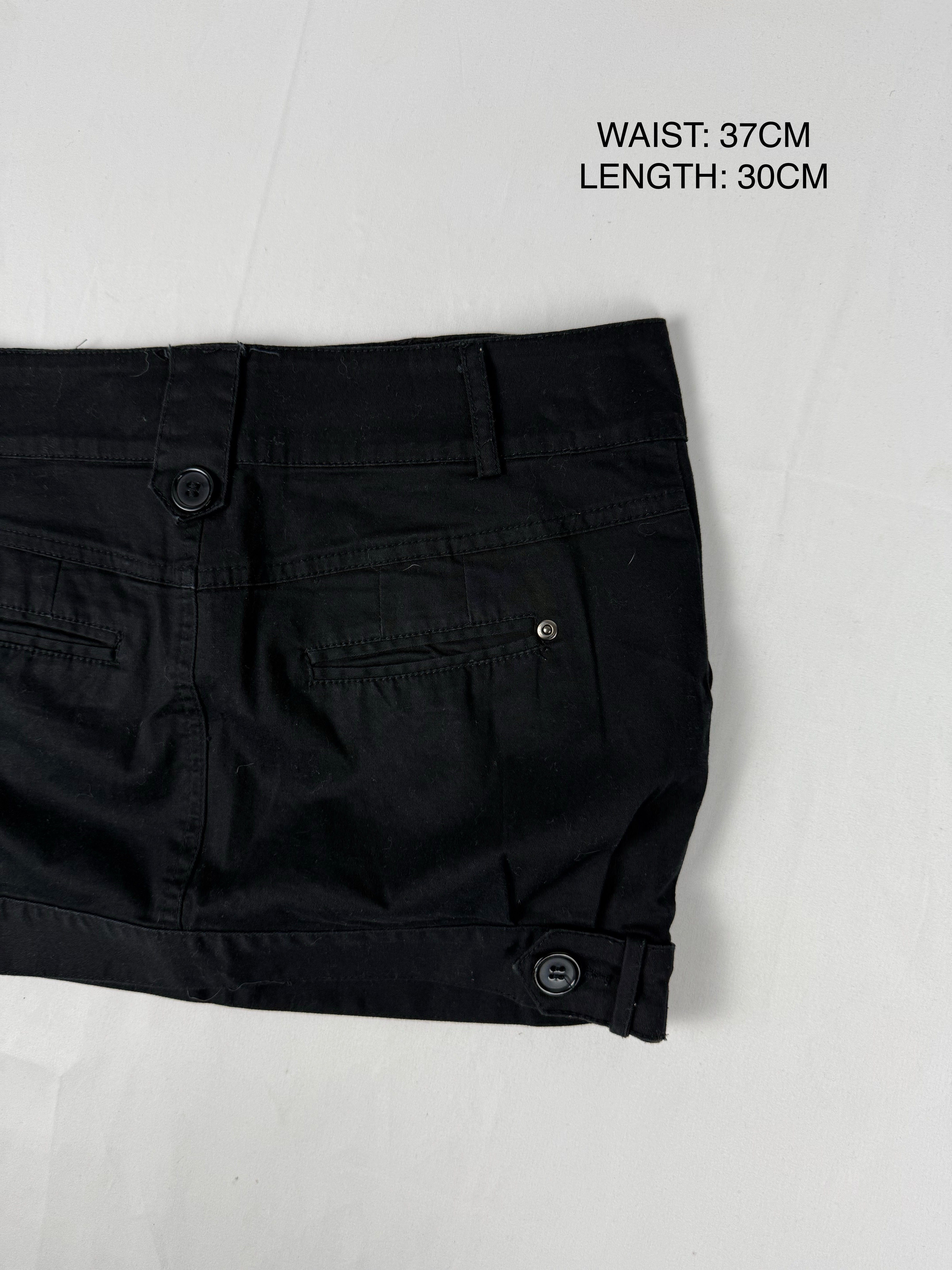 Black low rise office mini skirt (S)