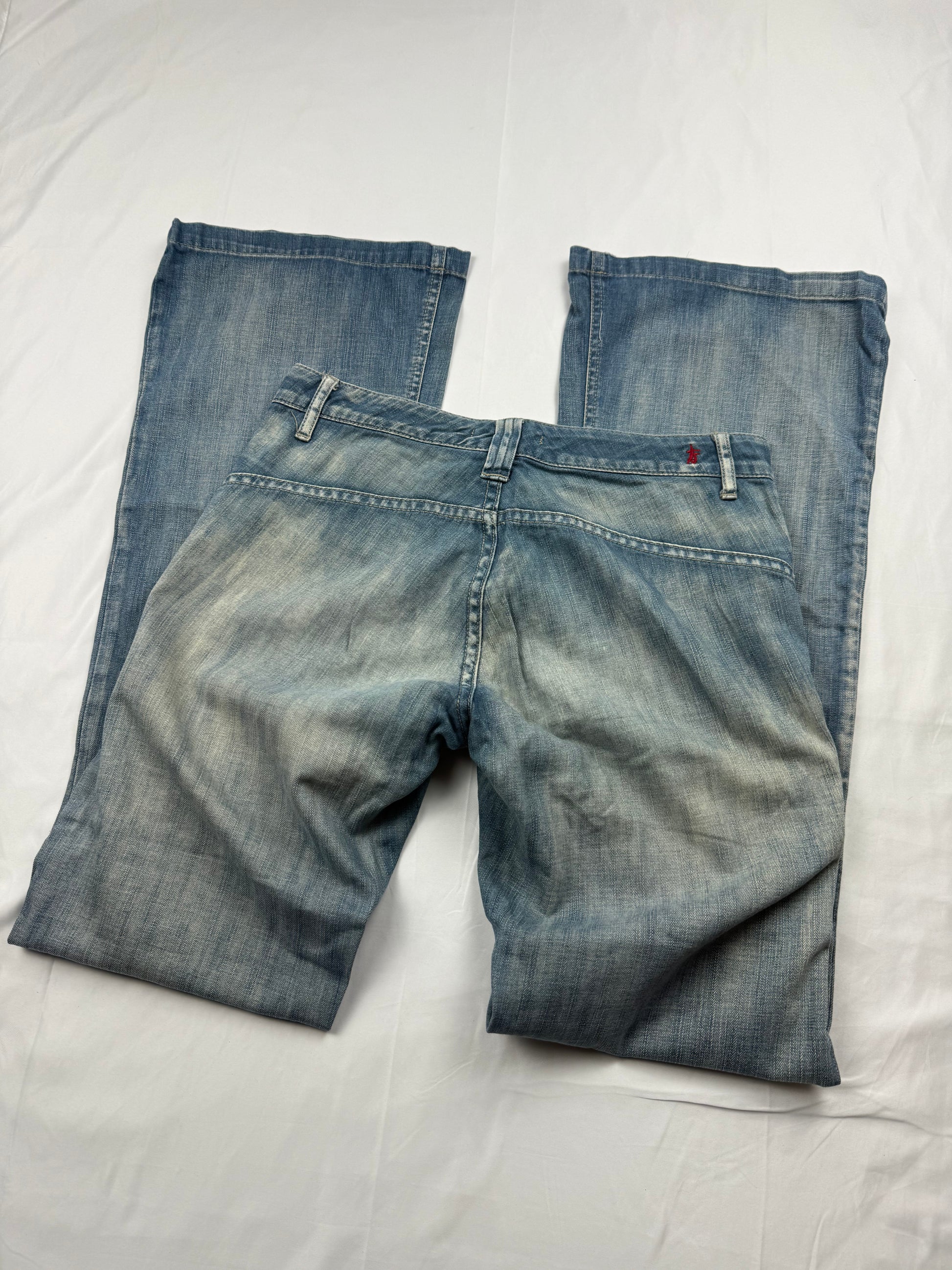 Blue denim low waist flare pants (S/M)