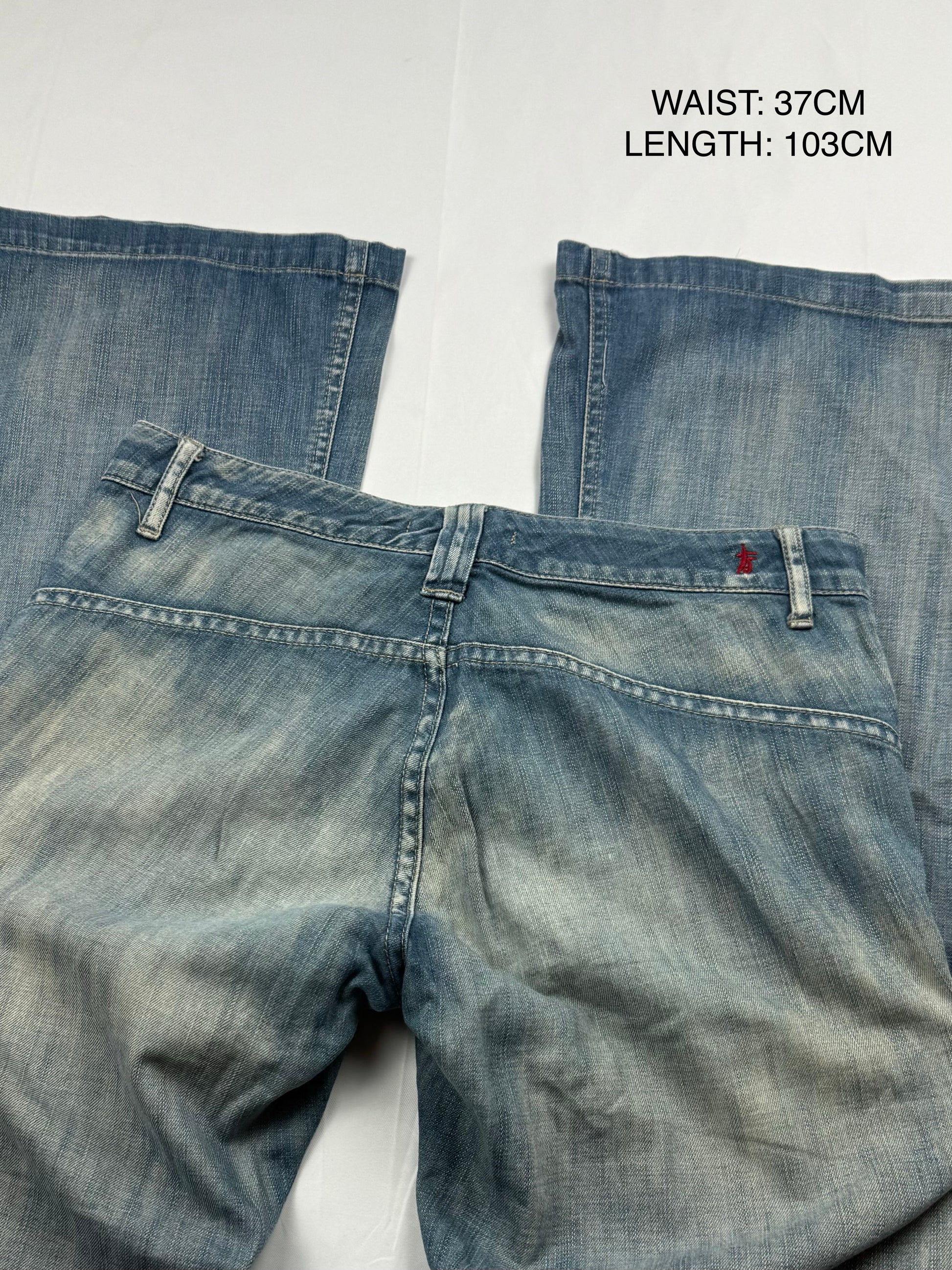 Blue denim low waist flare pants (S/M)