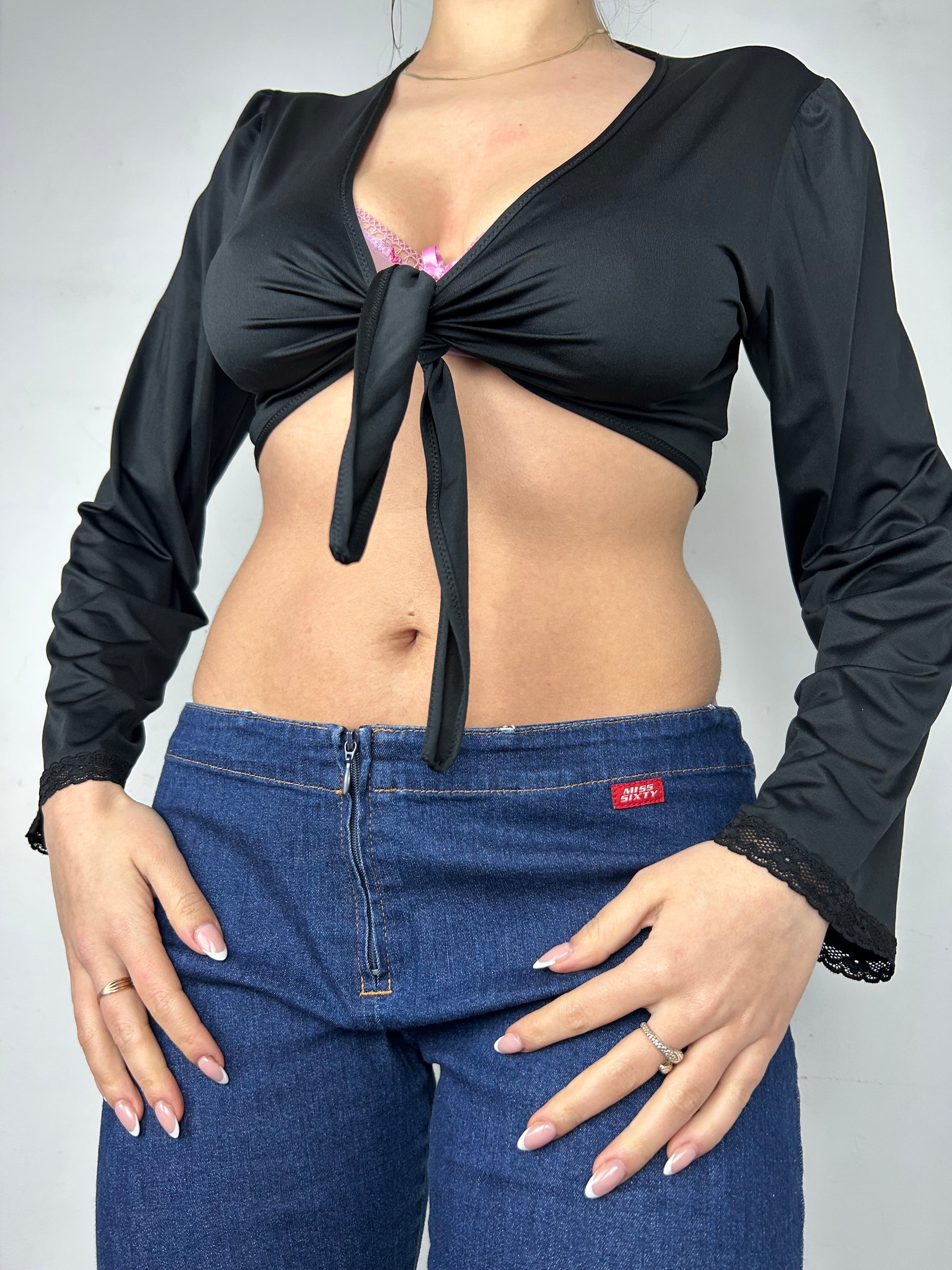 Black bolero lycra long sleeves top (S/M)