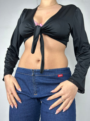 Black bolero lycra long sleeves top (S/M)
