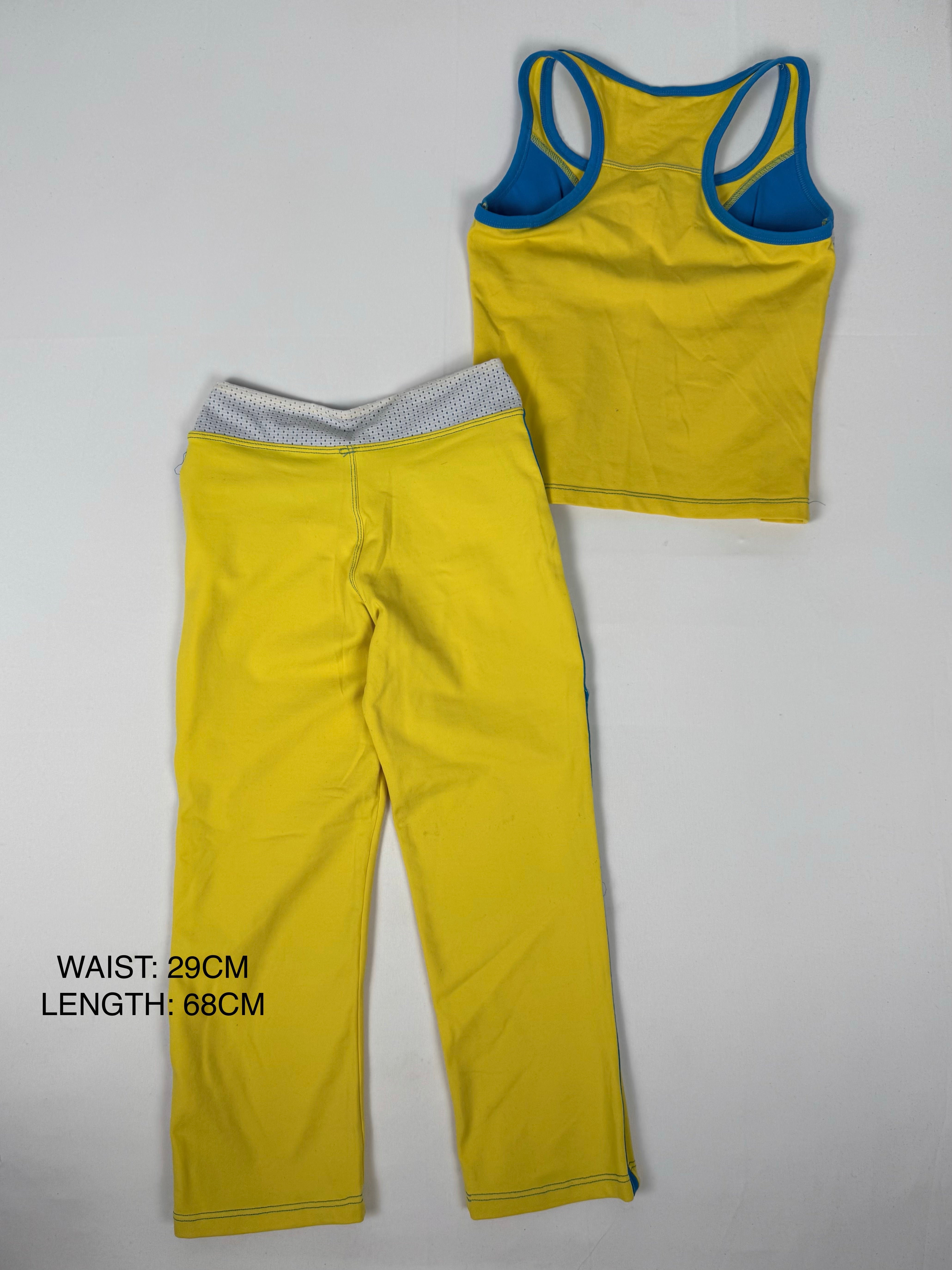 Yellow activewear capri pants + top set (XS)