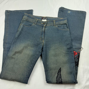 Blue denim mid rise flare bootcut pants (S/M)