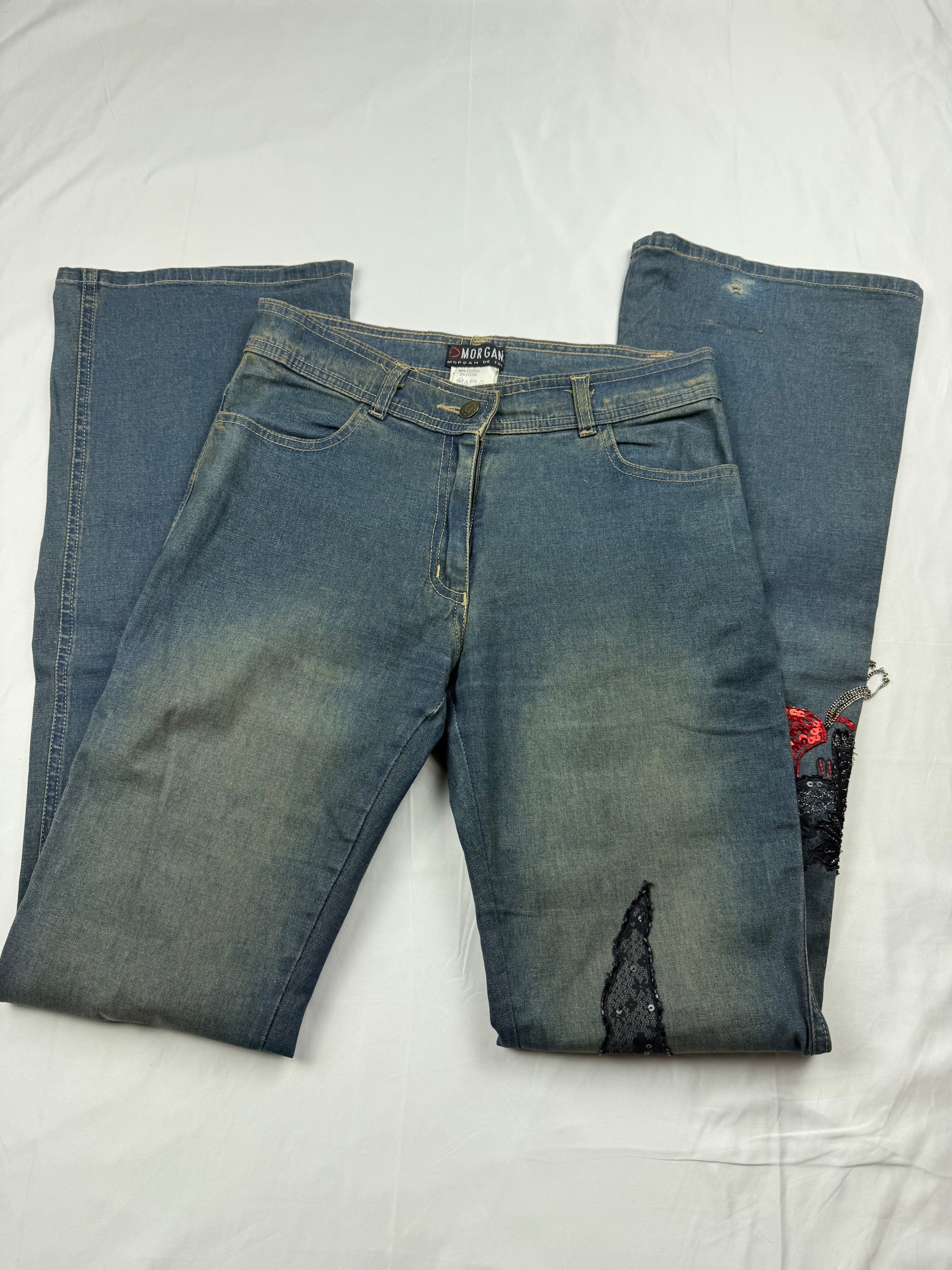 Blue denim mid rise flare bootcut pants (S/M)
