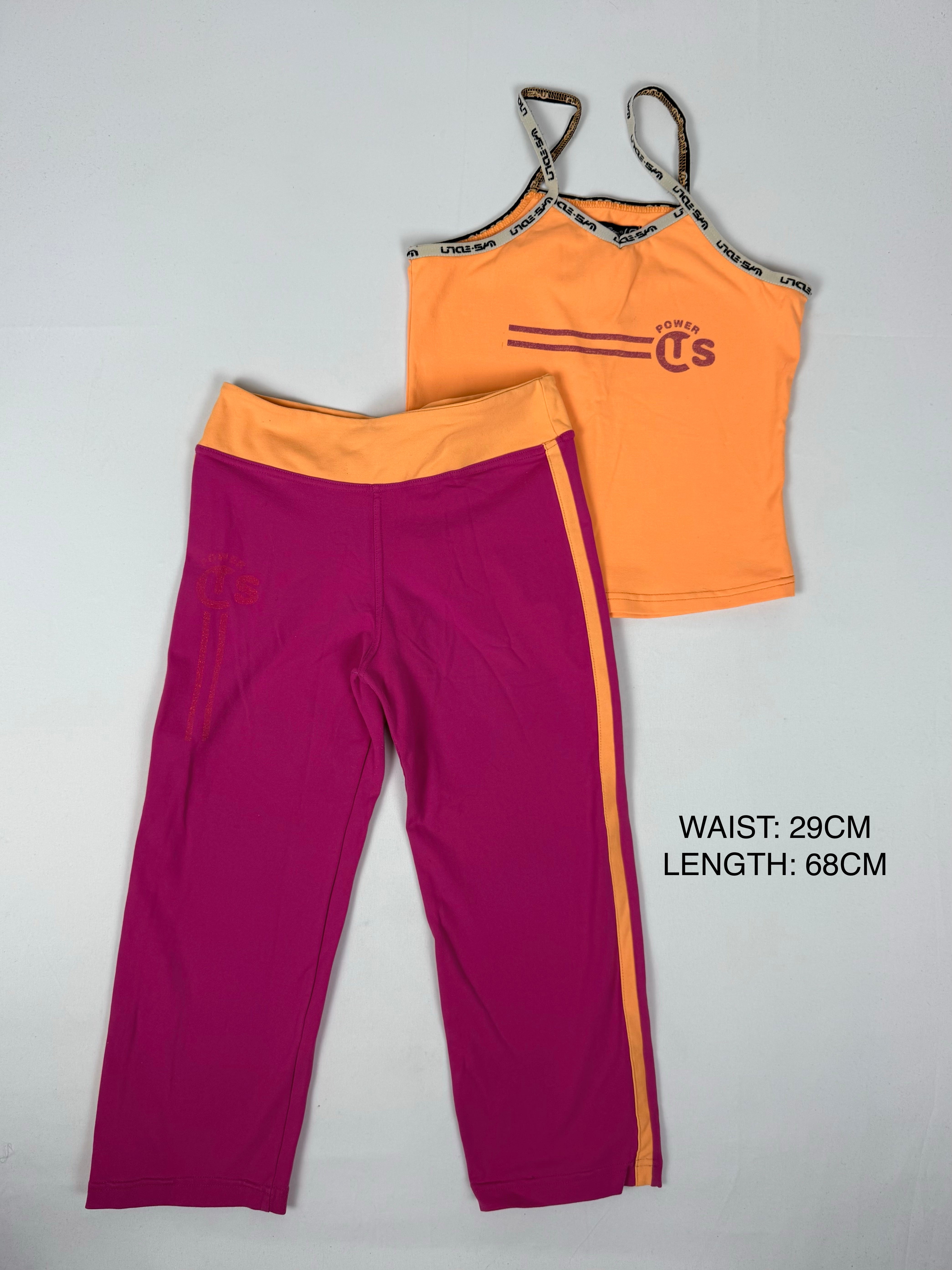 Pink activewear capri pants + top set (S)