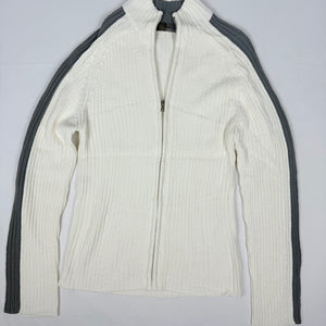 White ribbed zip up cardigan jumper (XL)