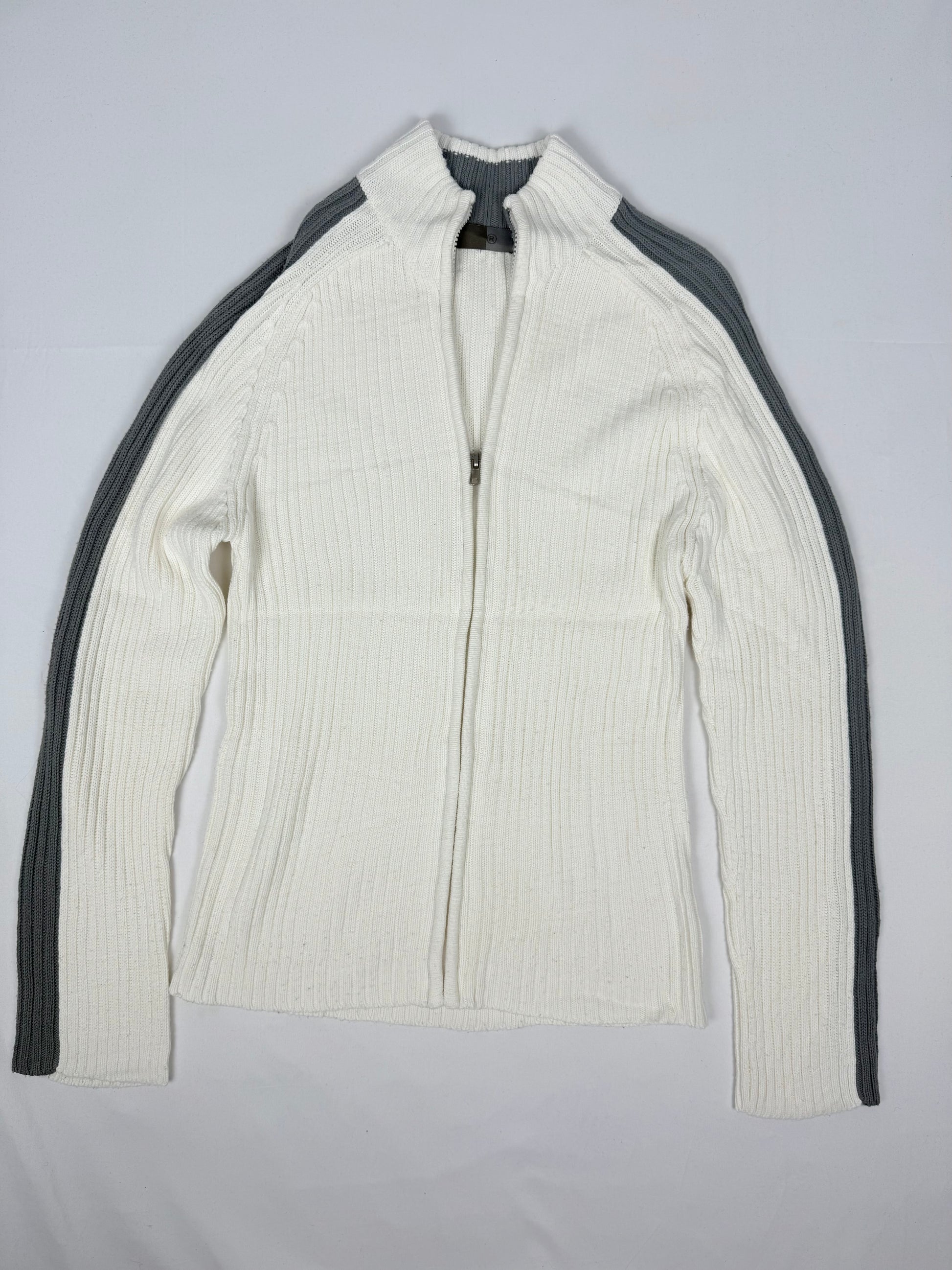 White ribbed zip up cardigan jumper (XL)