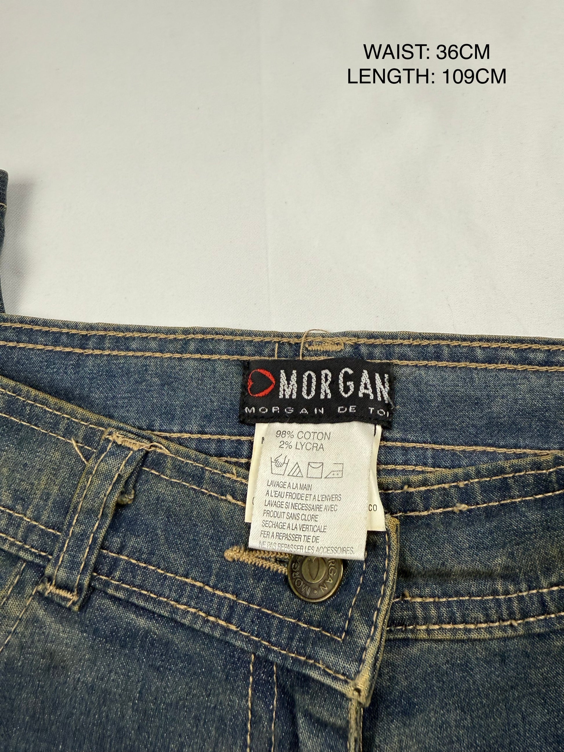 Blue denim mid rise flare bootcut pants (S/M)