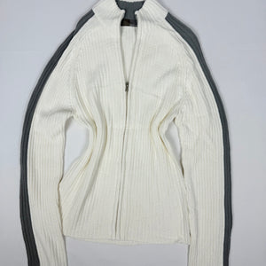 White ribbed zip up cardigan jumper (XL)