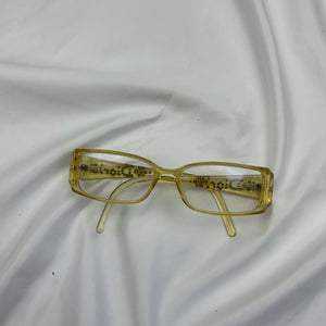 Cream office siren glasses with rhinestones logo (with prescription)