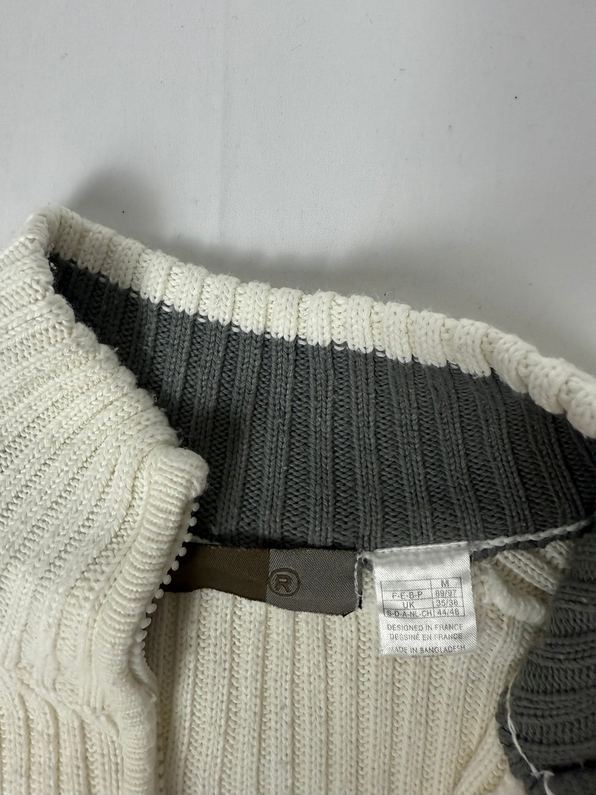 White ribbed zip up cardigan jumper (XL)