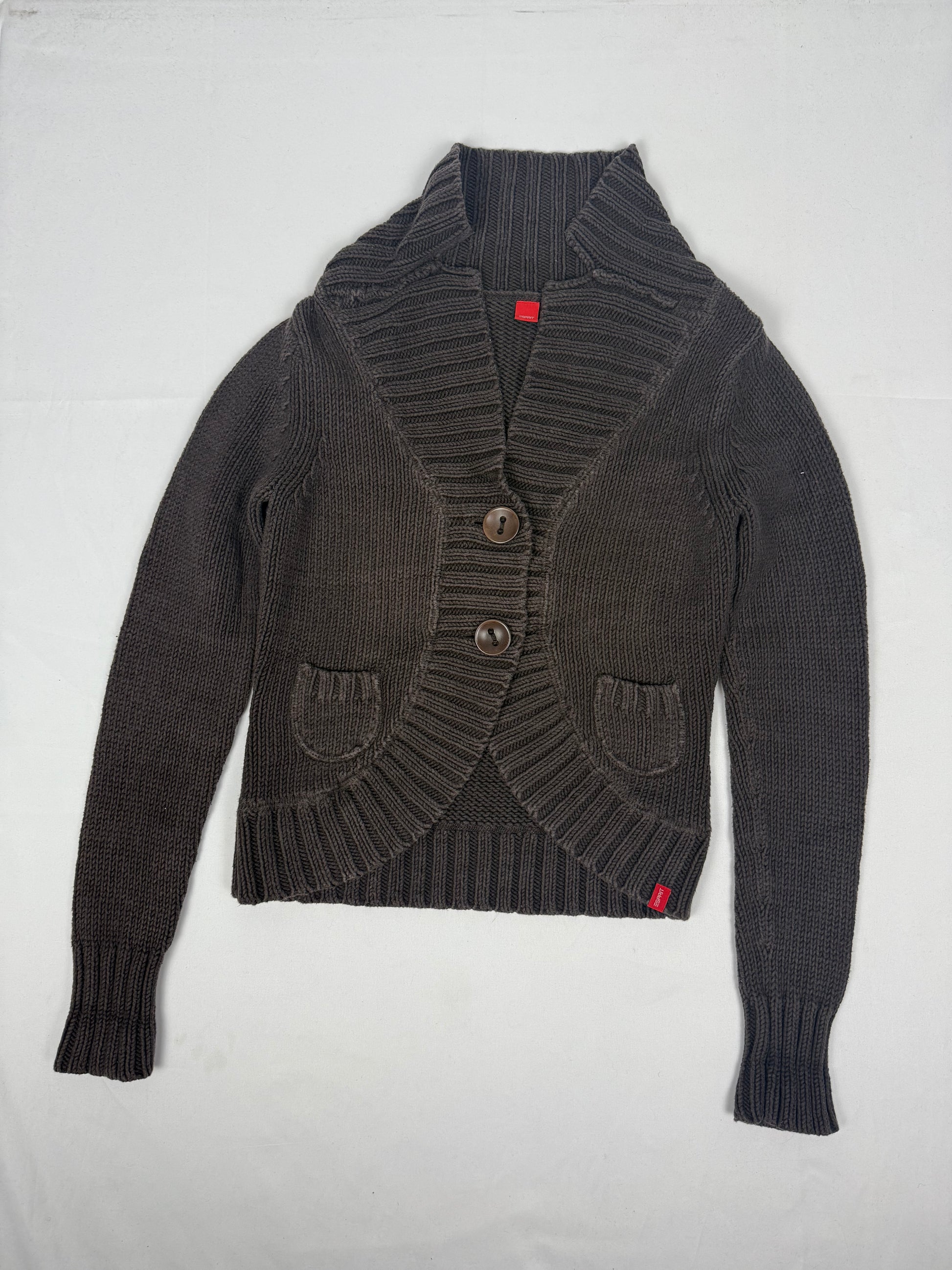 Brown buttons up cardigan jumper (S)