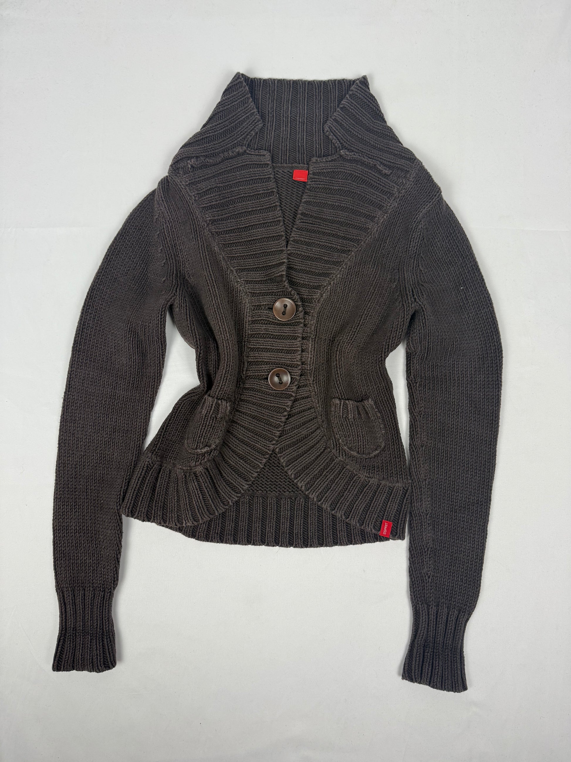 Brown buttons up cardigan jumper (S)