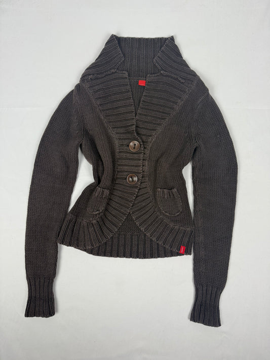 Brown buttons up cardigan jumper (S)