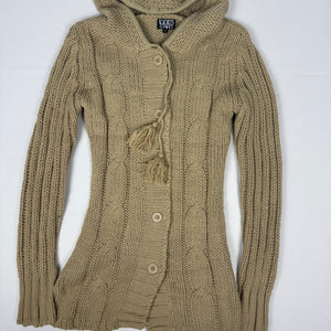 Beige hooded cardigan jumper (S)