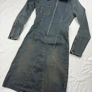 Blue denim tight fit long sleeves dress (S)