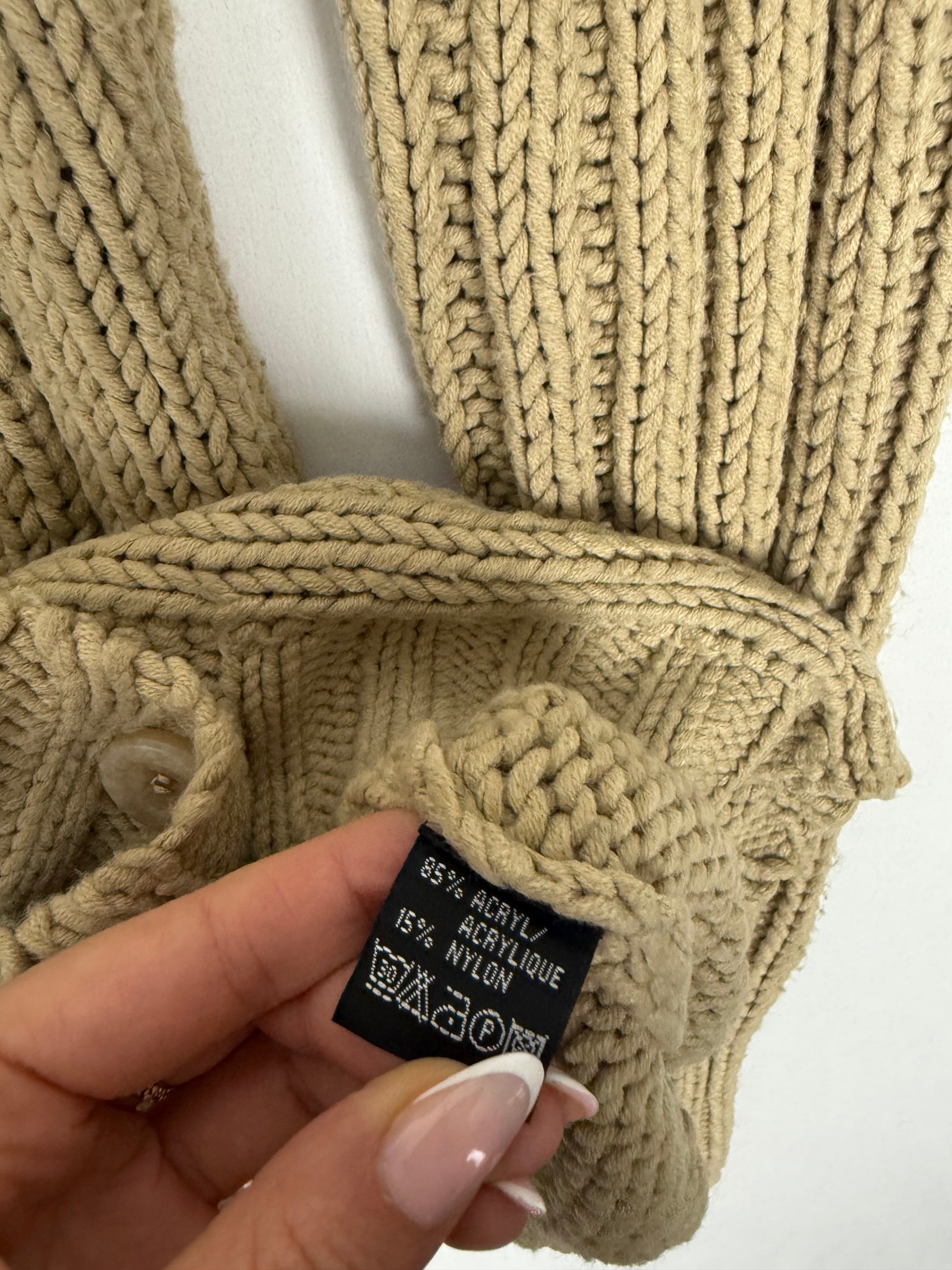 Beige hooded cardigan jumper (S)