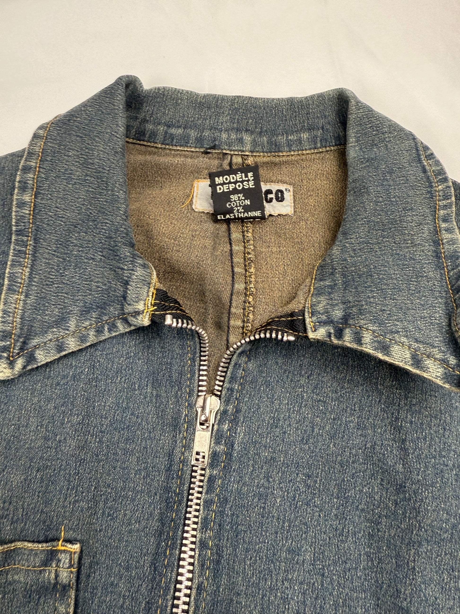 Blue denim tight fit long sleeves dress (S)