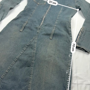 Blue denim tight fit long sleeves dress (S)