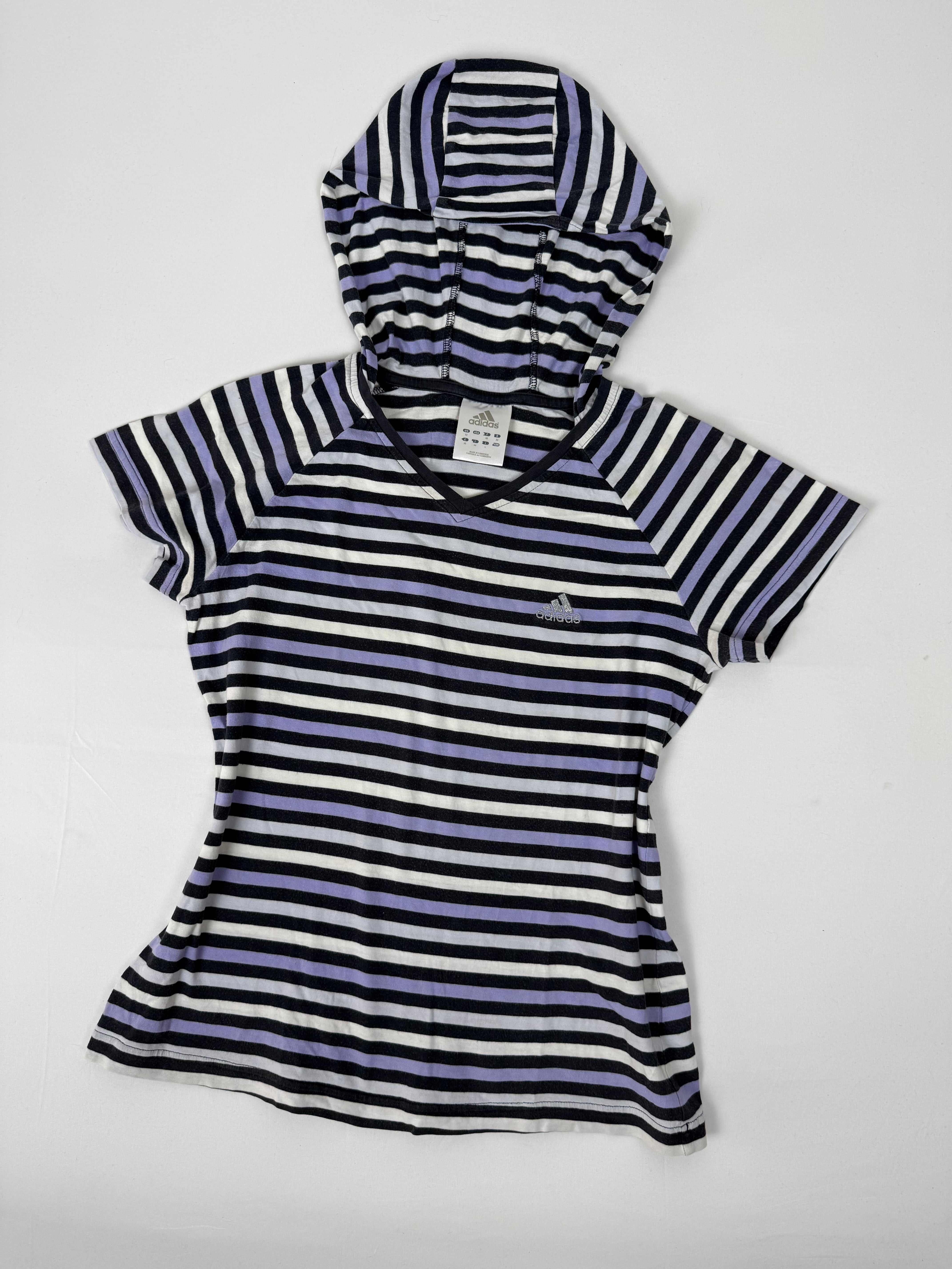 Blue striped hooded cotton tee (L)