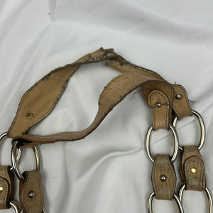 Brown real leather logo shoulder bag