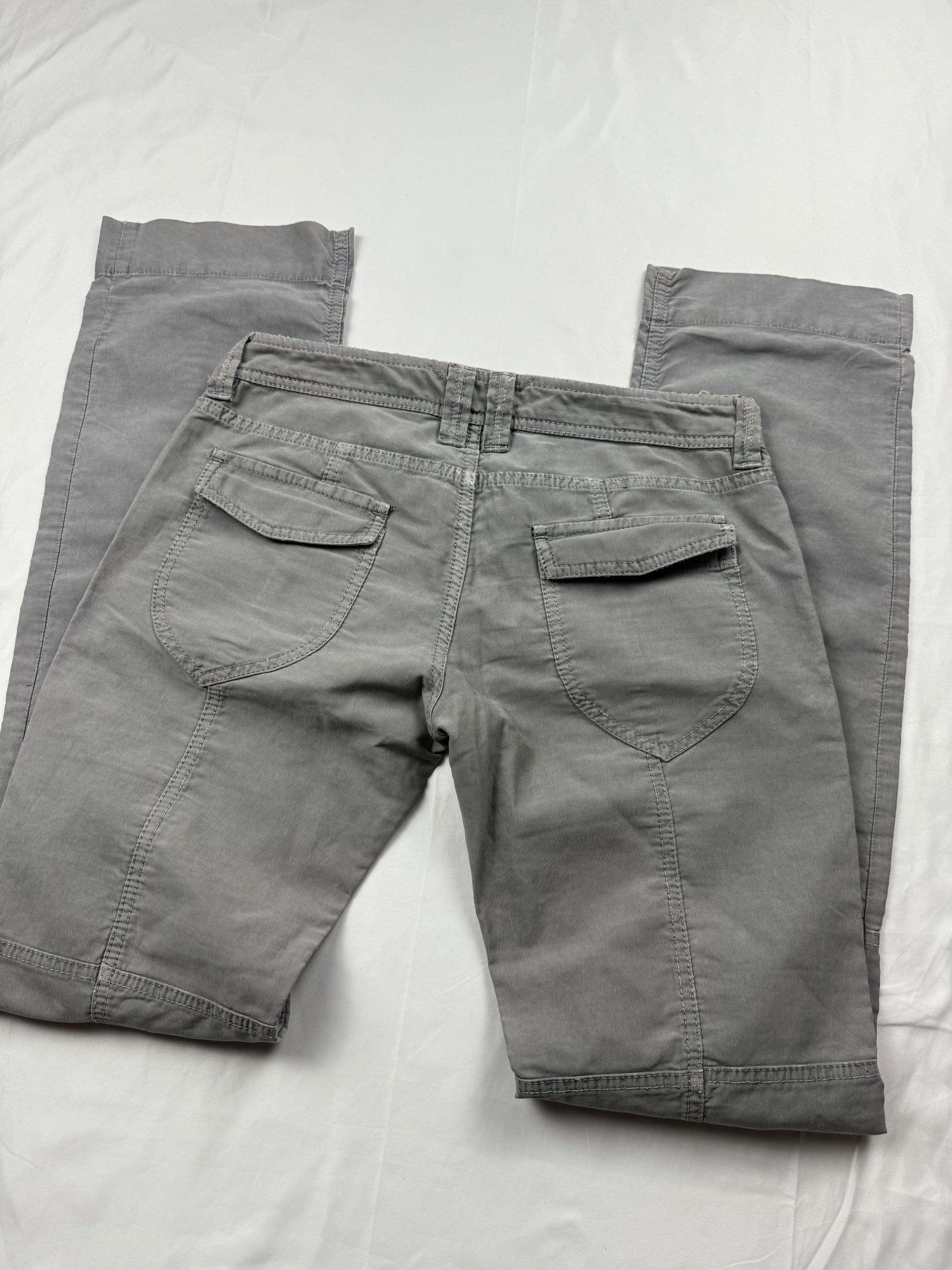 Grey low rise denim flare pants (XS/S)