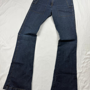 Navy denim low rise flare pants (S)