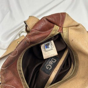 Brown real leather logo shoulder bag
