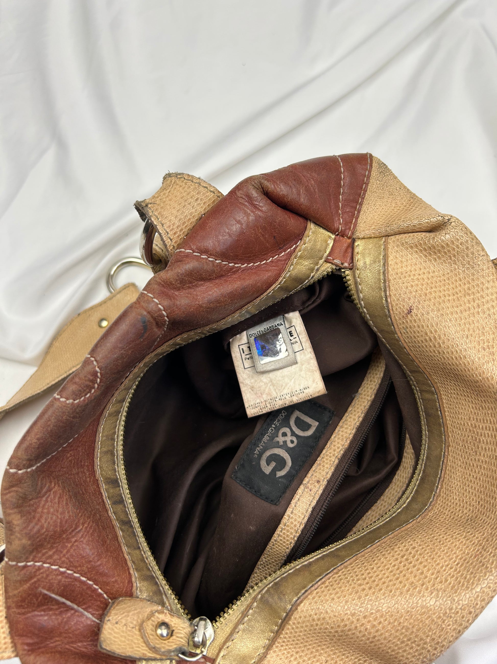 Brown real leather logo shoulder bag