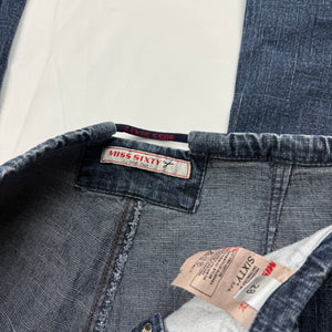 Navy denim low rise flare pants (S)