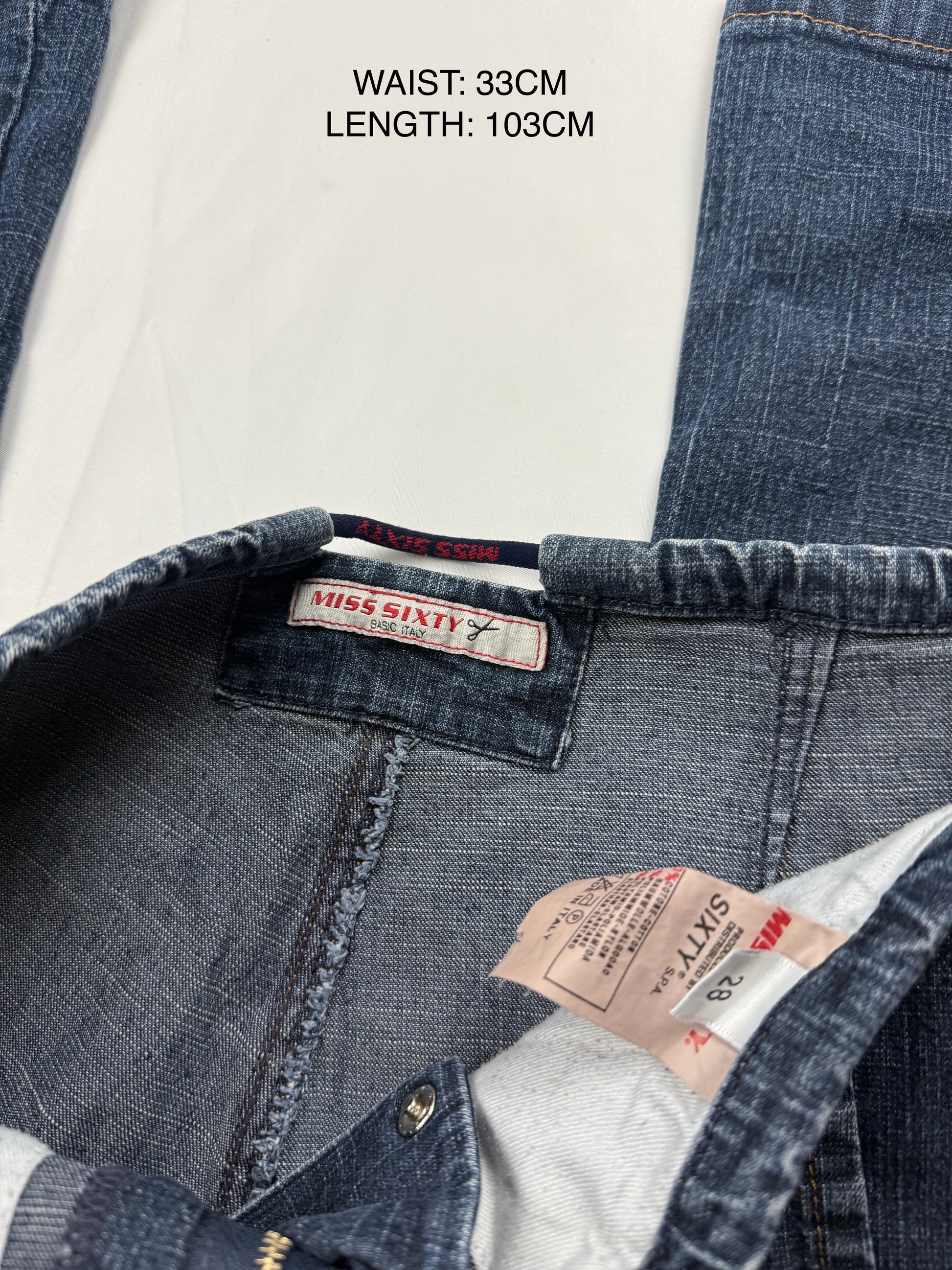 Navy denim low rise flare pants (S)