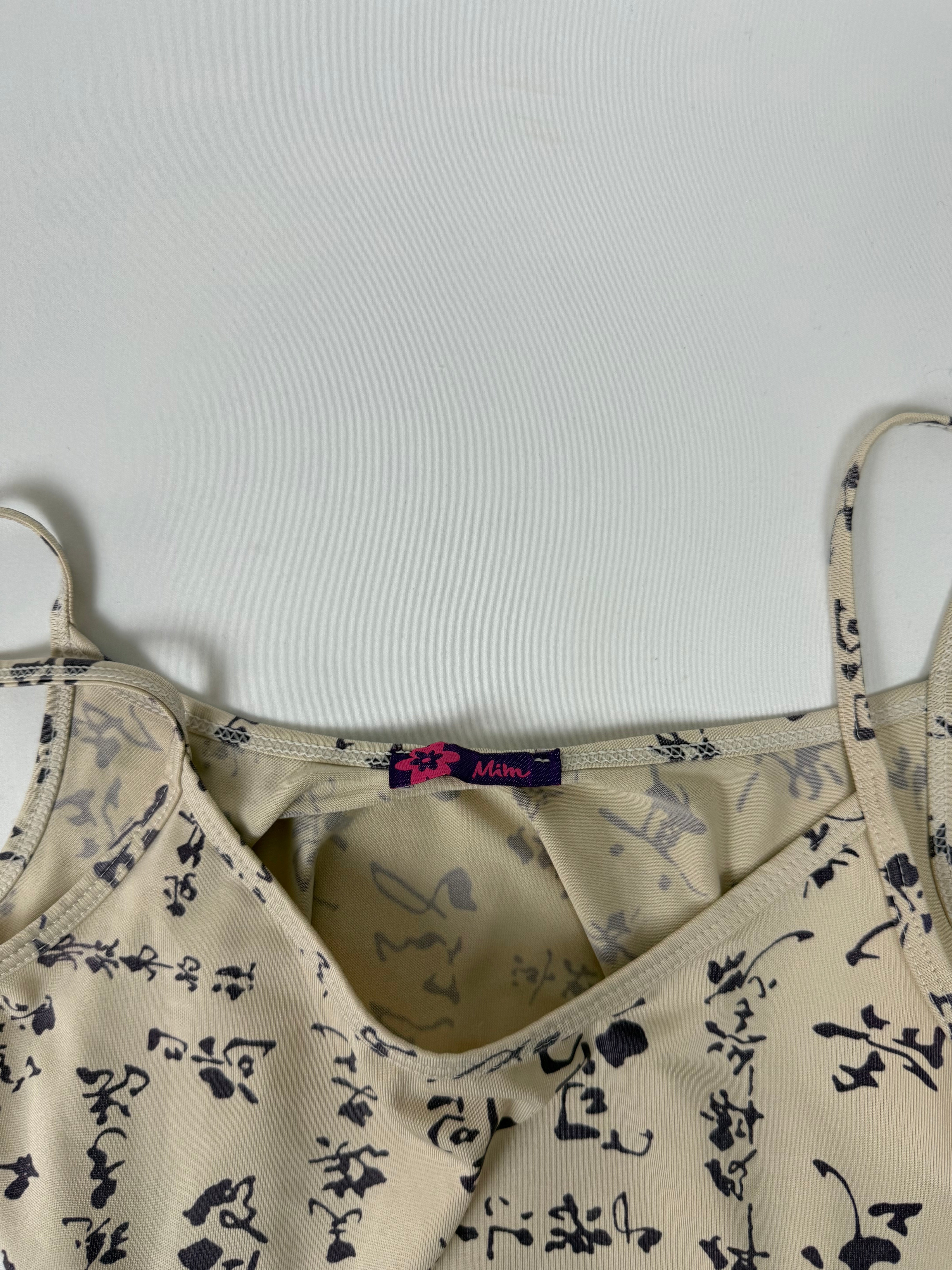 Beige graphic cami top (S)