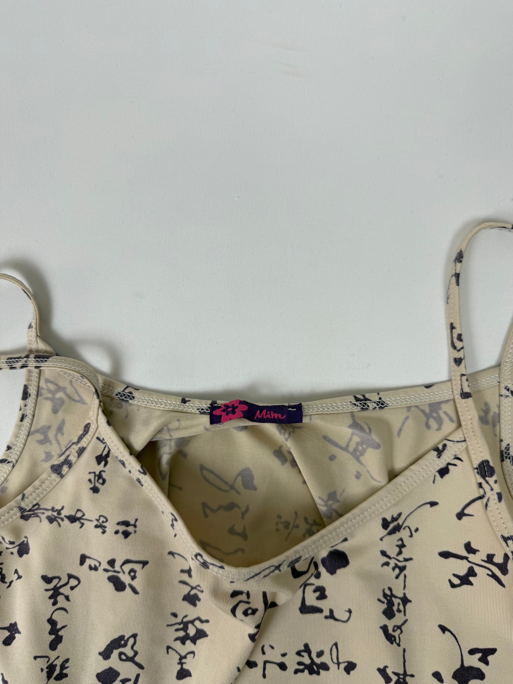 Beige graphic cami top (S)