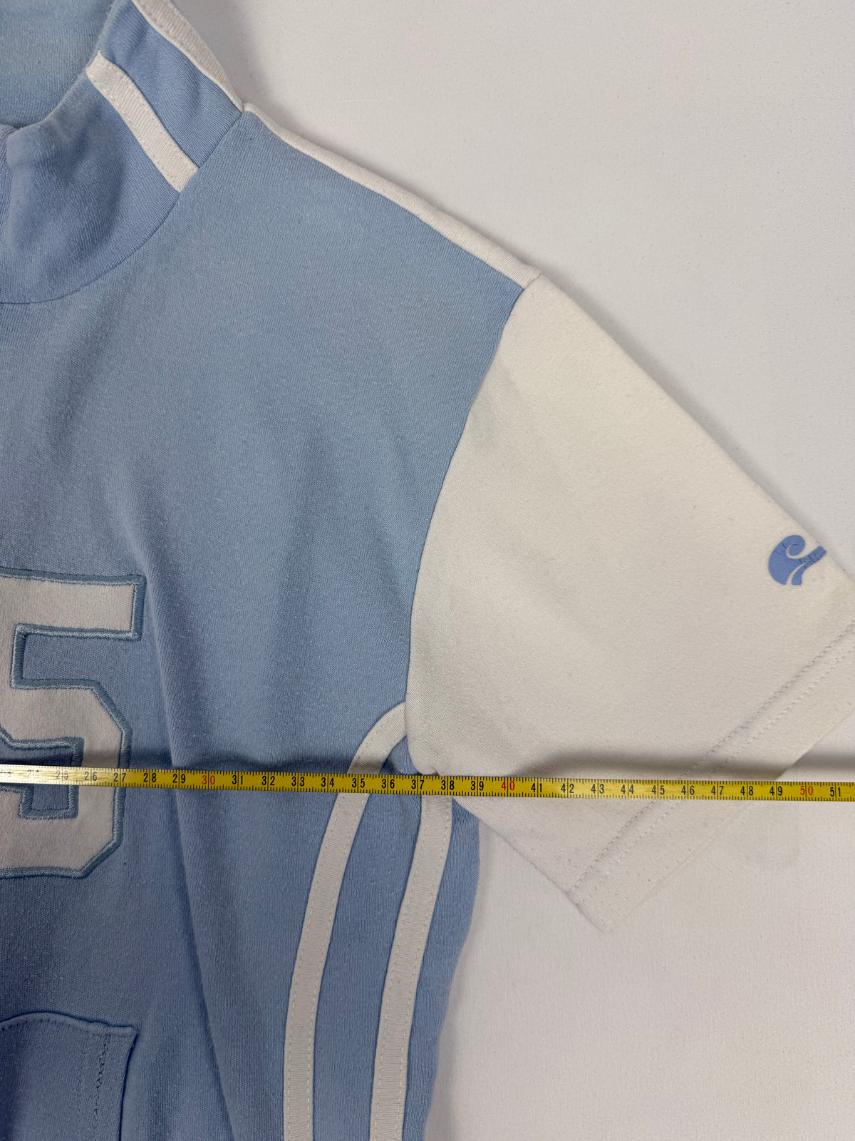 Blue cotton zip up tee (M)
