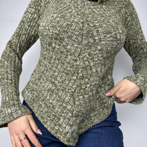 Khaki turtleneck asymmetric jumper (S/M)
