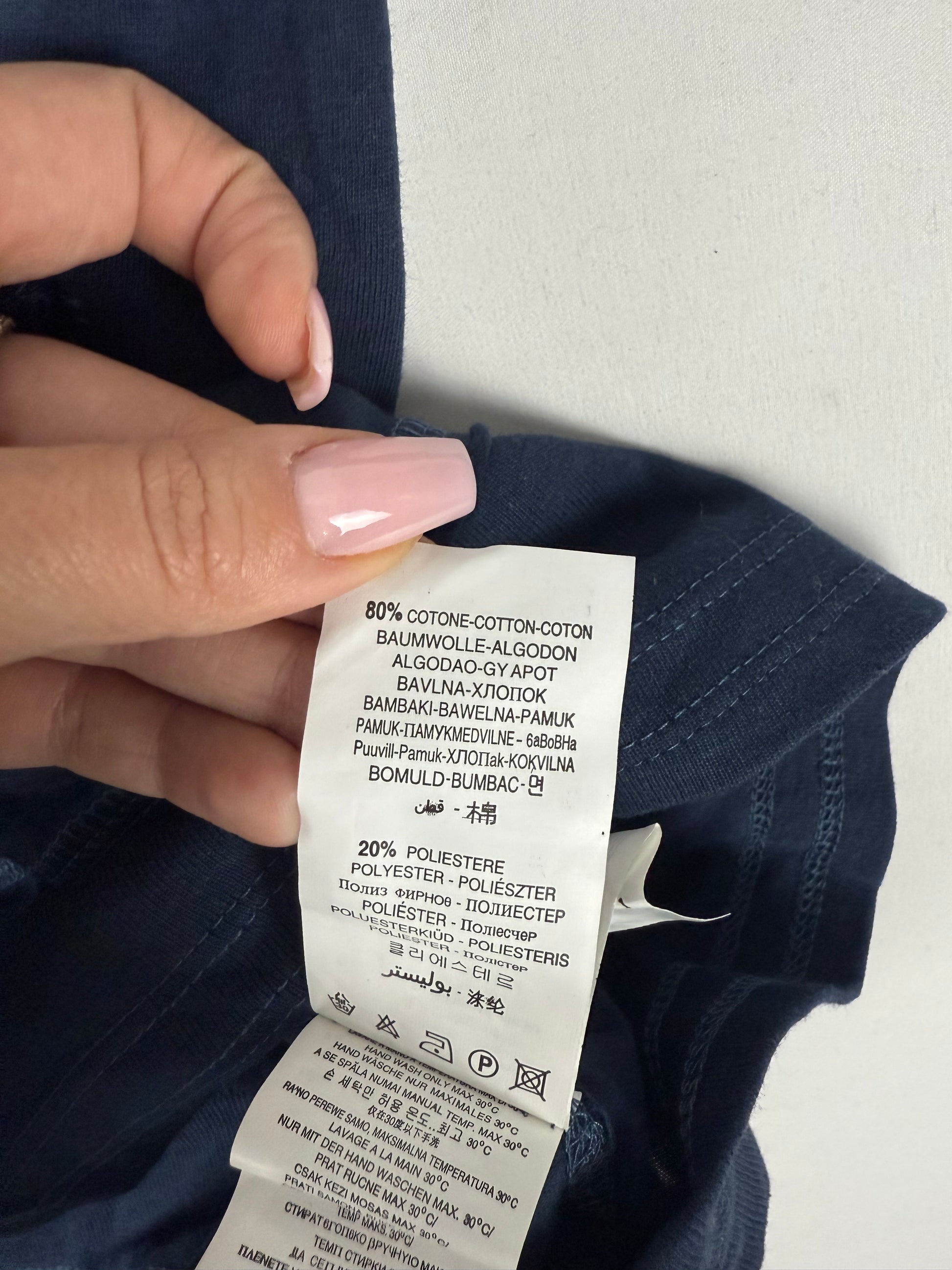 Blue V neck cotton long sleeves top  (S/M)