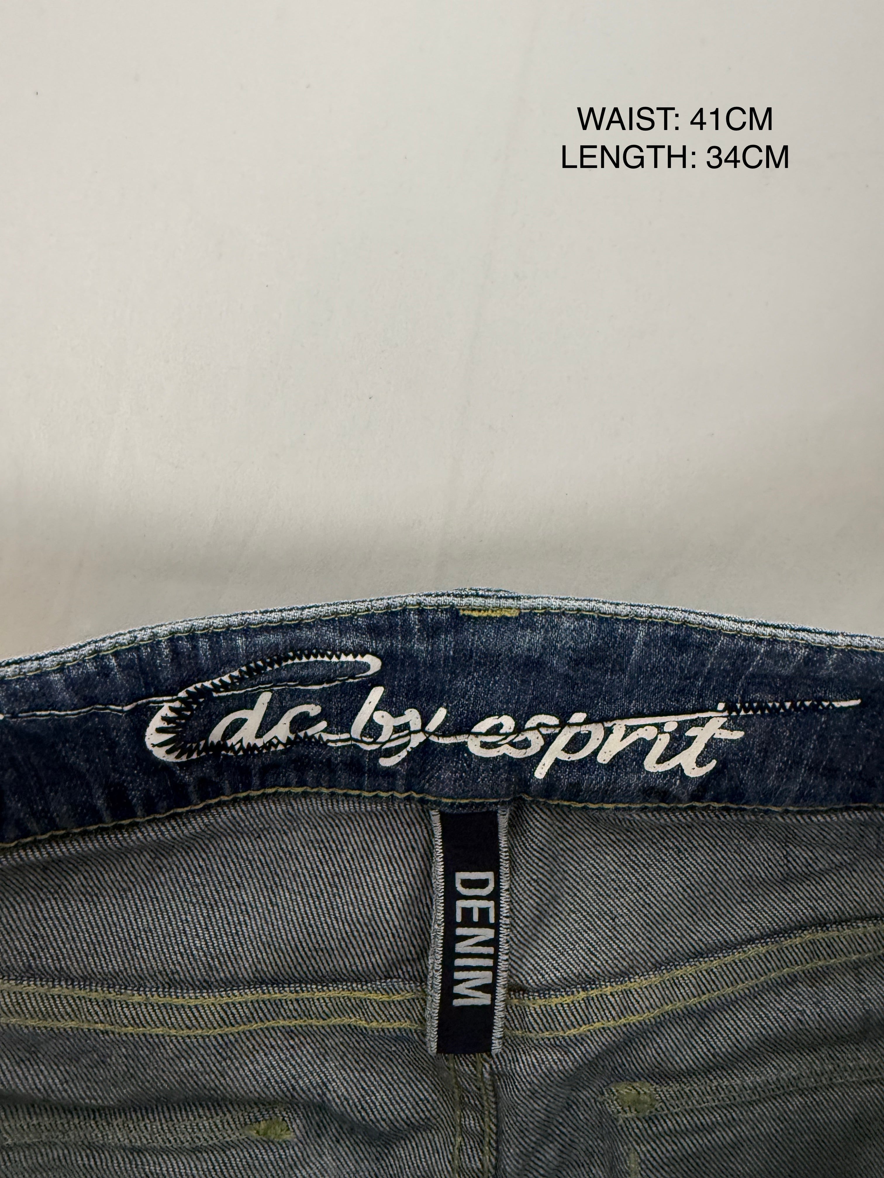 Blue denim low rise mini skirt (L)