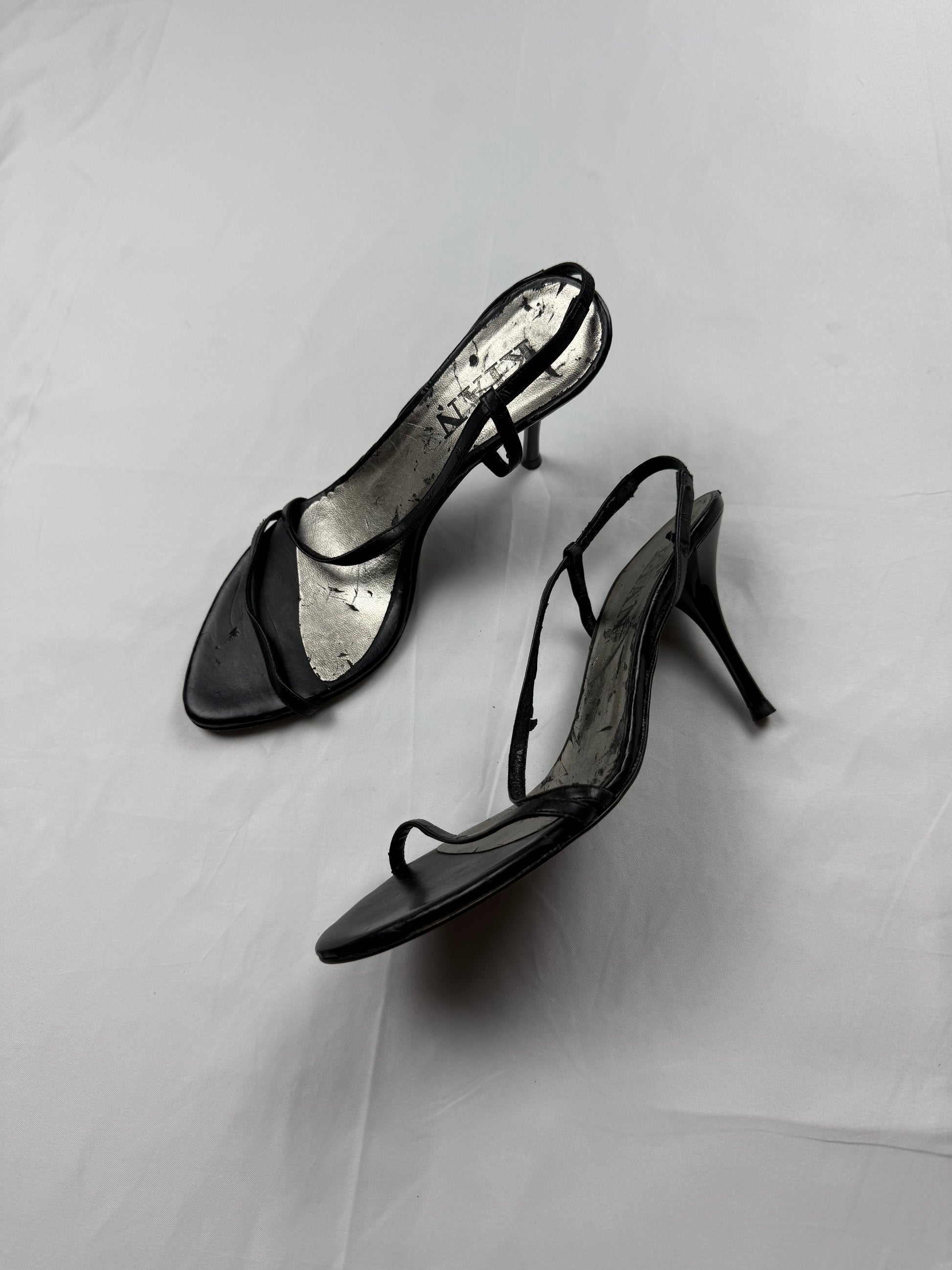 Black real leather heels (37)