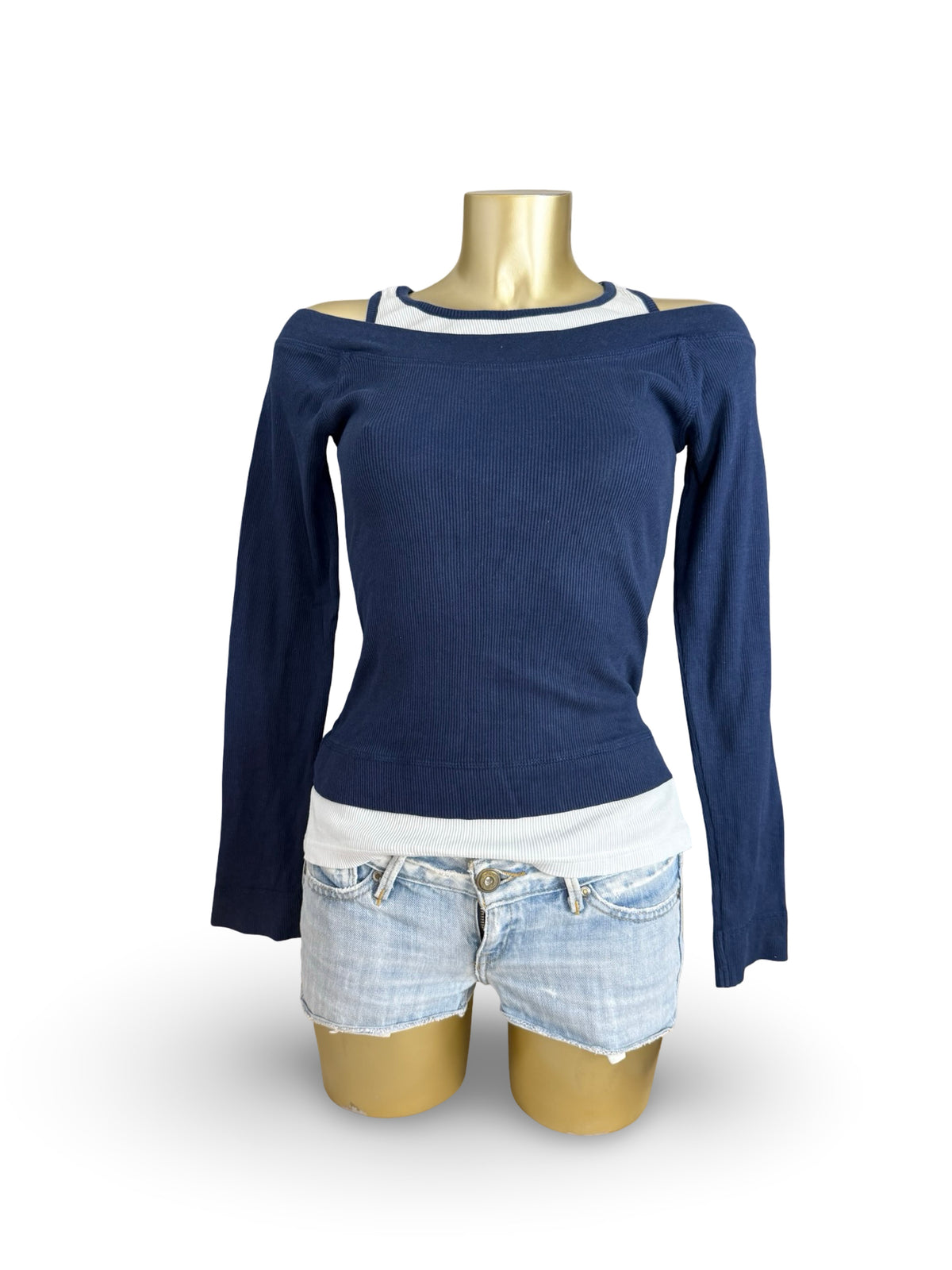 Haut à manches longues à rayures noires avec capuche (XS)