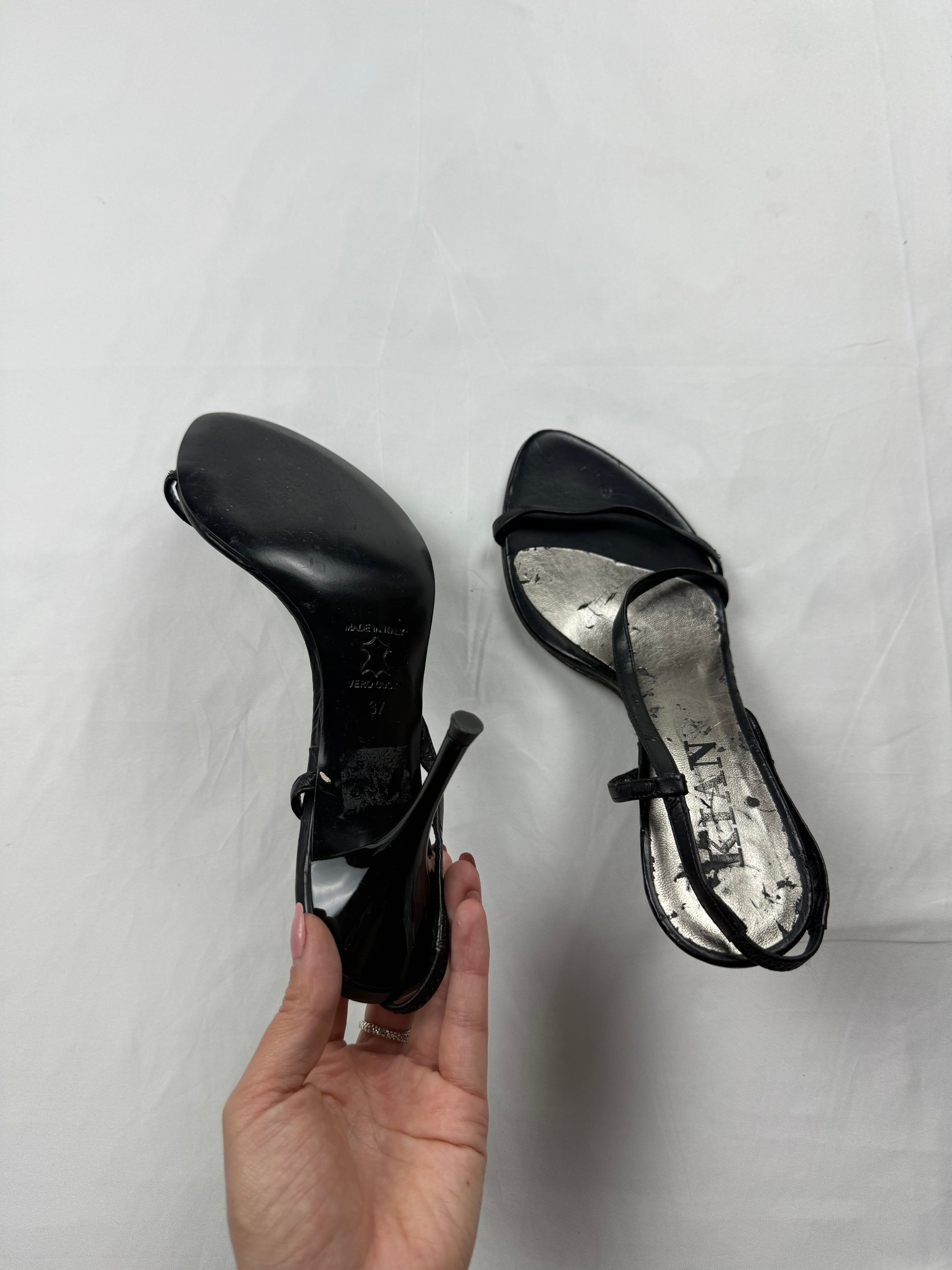 Black real leather heels (37)