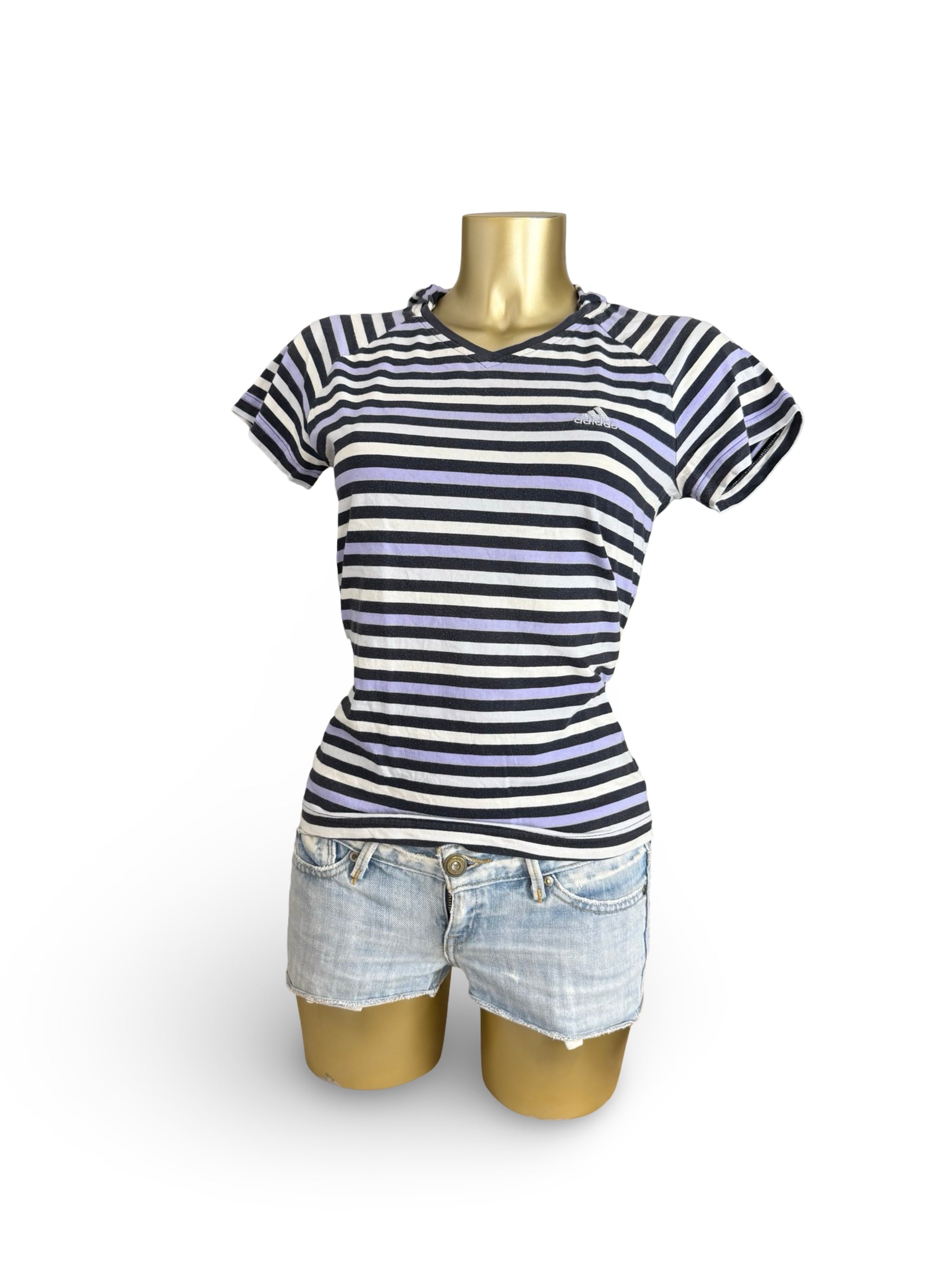 Blue striped hooded cotton tee (L)