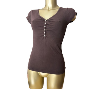 Brown 100% cotton tight fit tee (S)