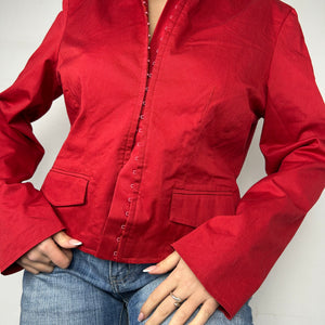 Red corset tight fit office blazer jacket (XL)